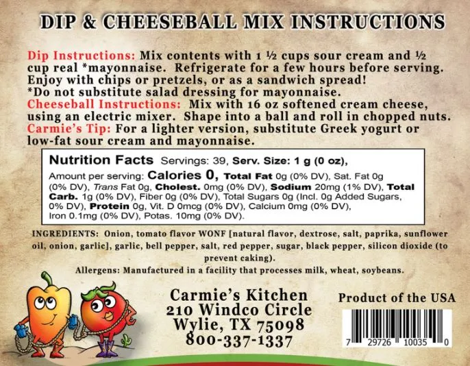 Dip Mix - Sweet Pepper Tomato Dip & Cheeseball Mix