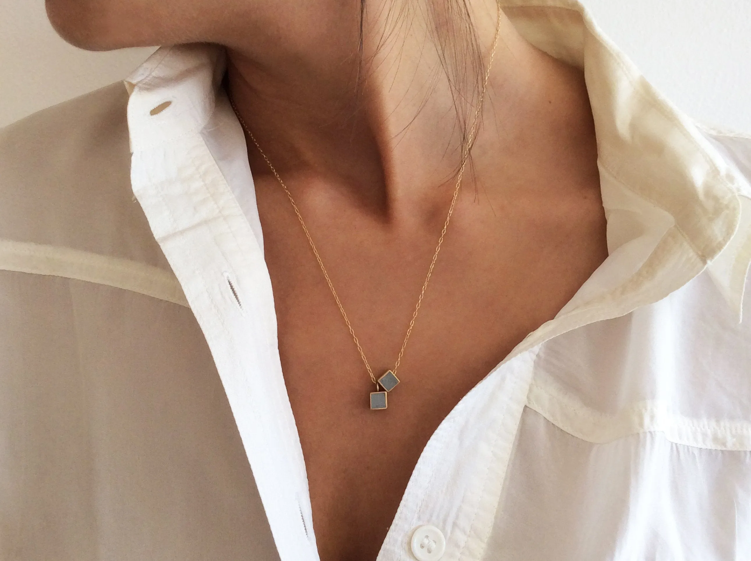 Double Tiny Minimalist Cubes Pendent