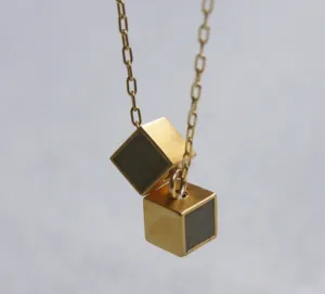 Double Tiny Minimalist Cubes Pendent