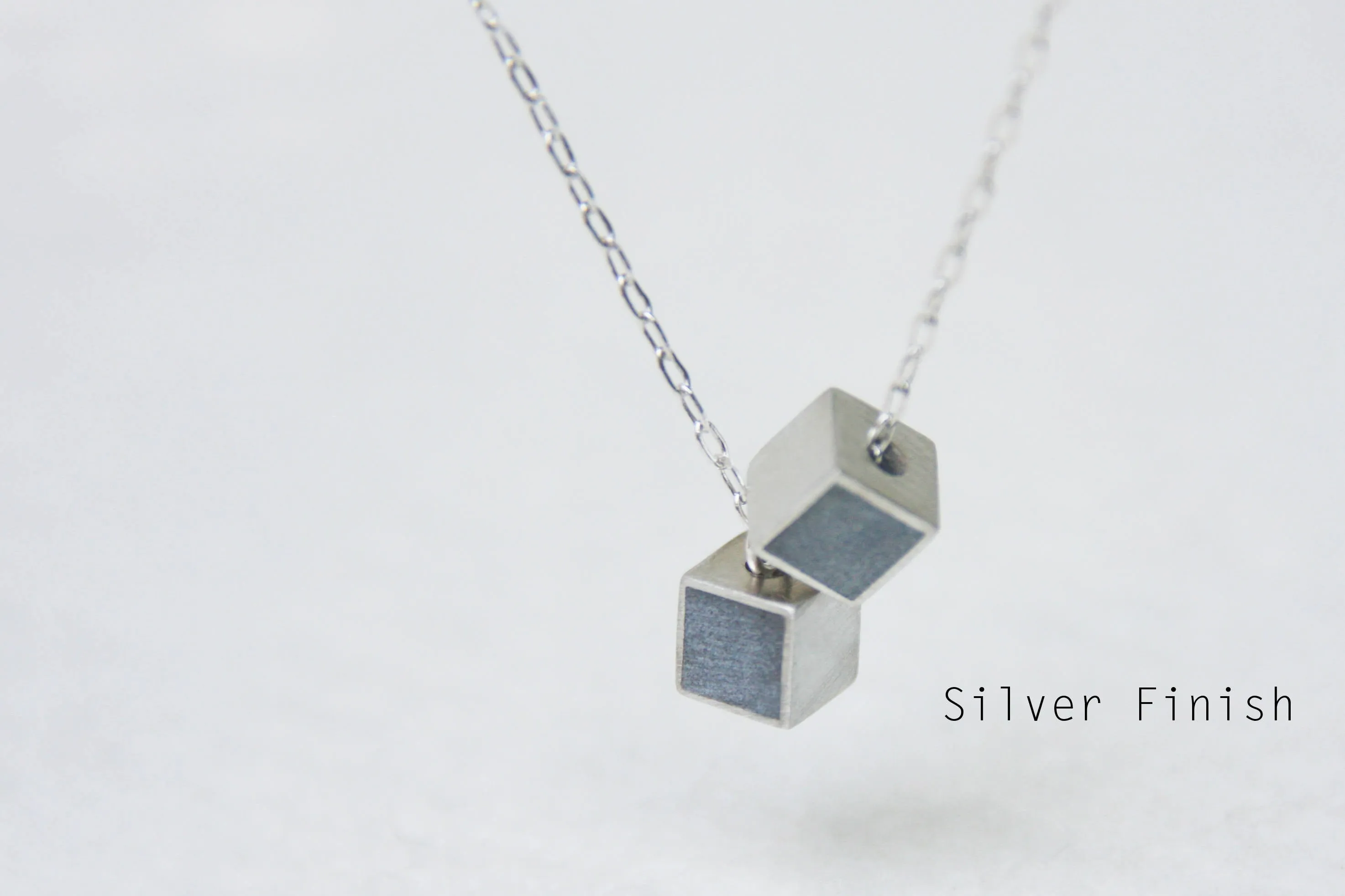 Double Tiny Minimalist Cubes Pendent