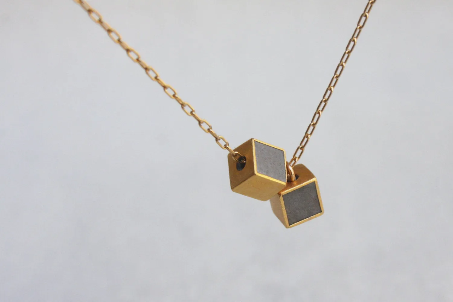 Double Tiny Minimalist Cubes Pendent