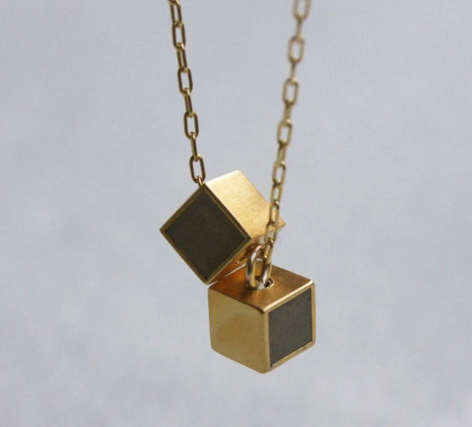 Double Tiny Minimalist Cubes Pendent