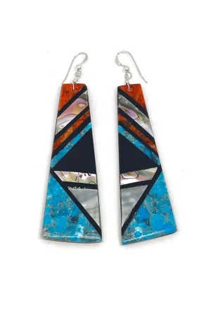 Dramatic Santo Domingo Mosaic Inlay Earrings