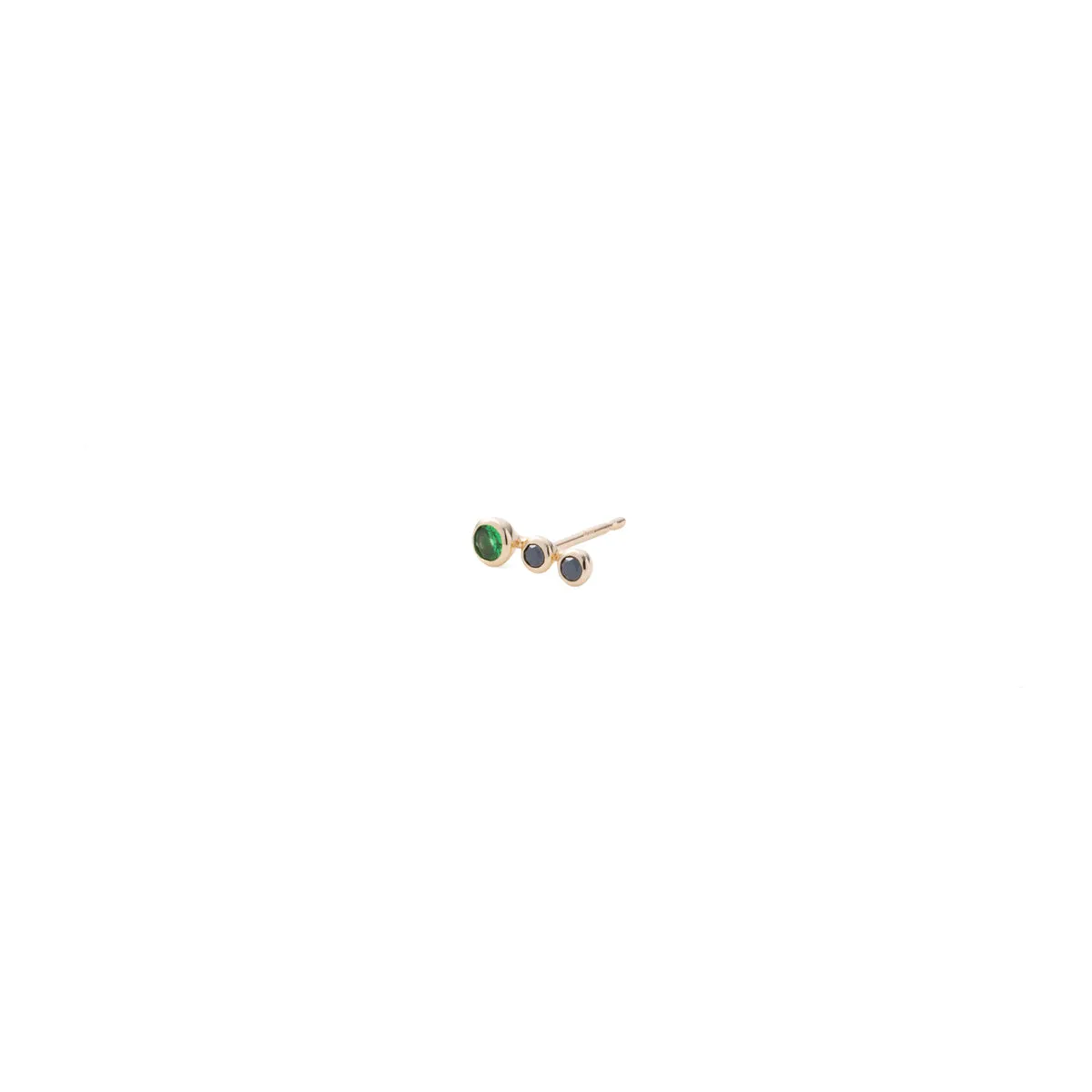 DROSERA  Green Garnet and Black Diamond Stud Earring