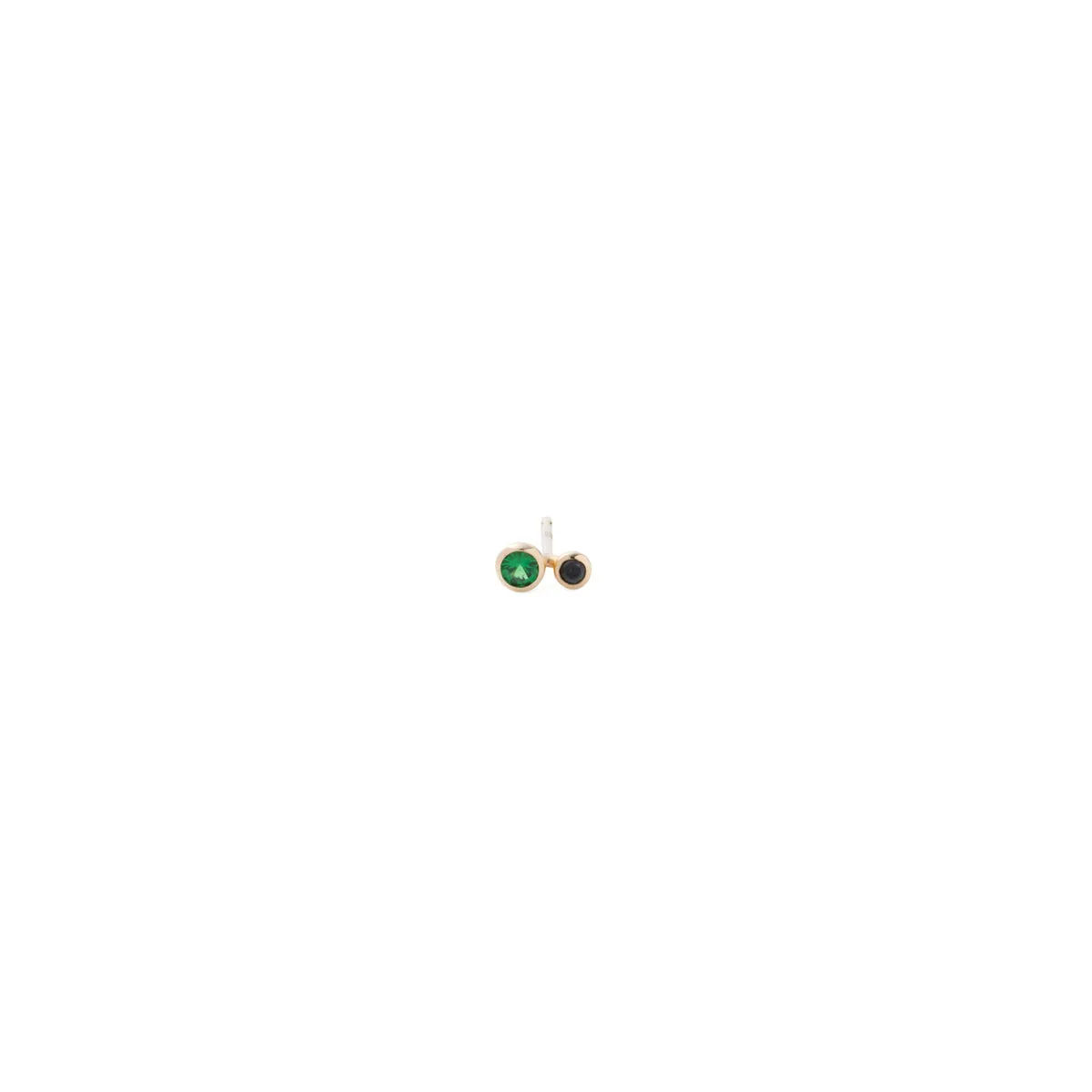 DROSERA  Green Garnet and Black Diamond Stud Earring