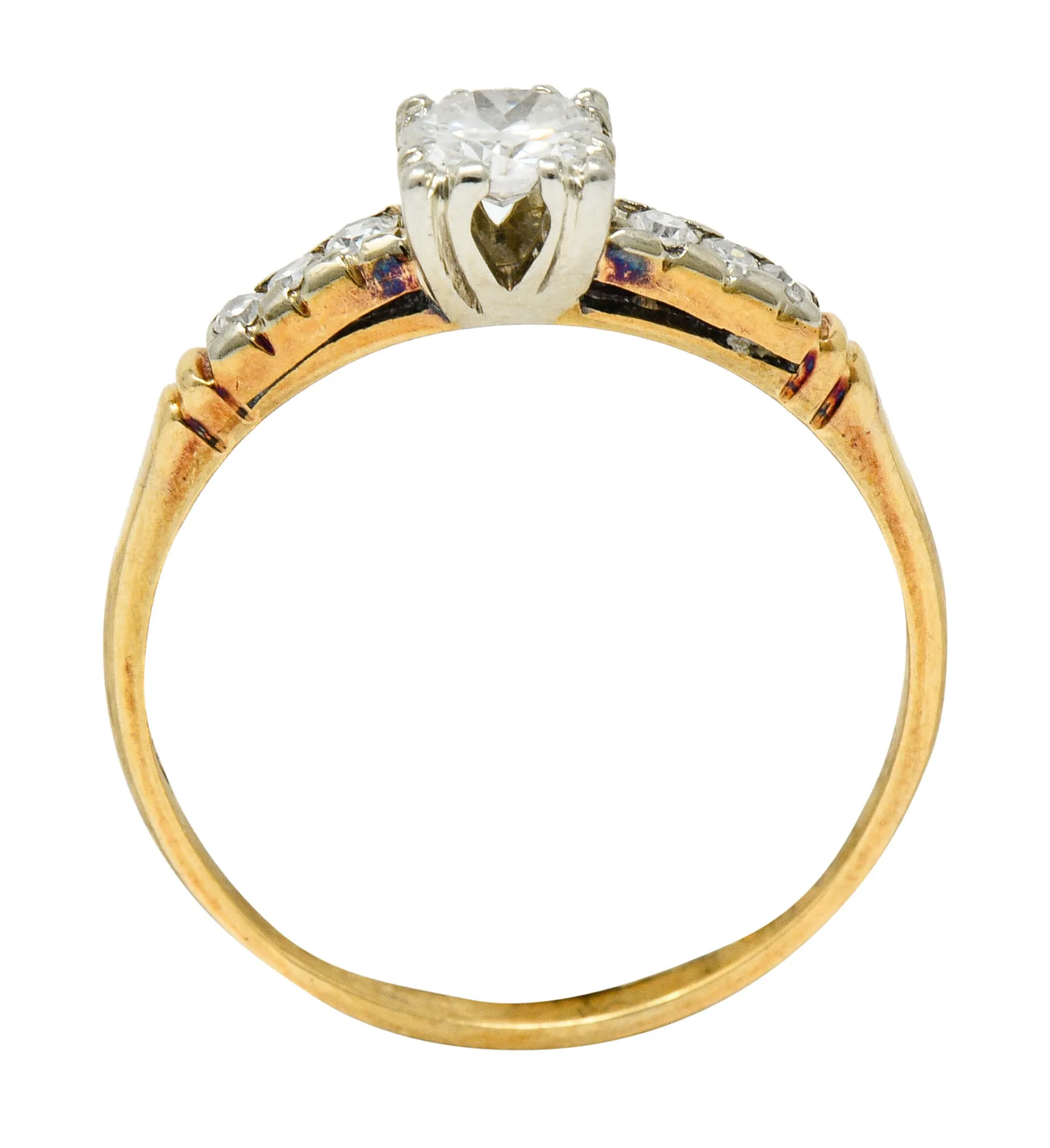 Early Art Deco 0.50 CTW Diamond 14 Karat Two-Tone Gold Engagement Ring