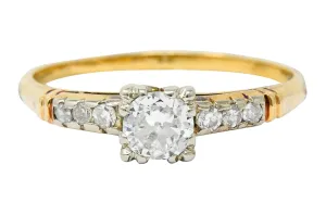 Early Art Deco 0.50 CTW Diamond 14 Karat Two-Tone Gold Engagement Ring