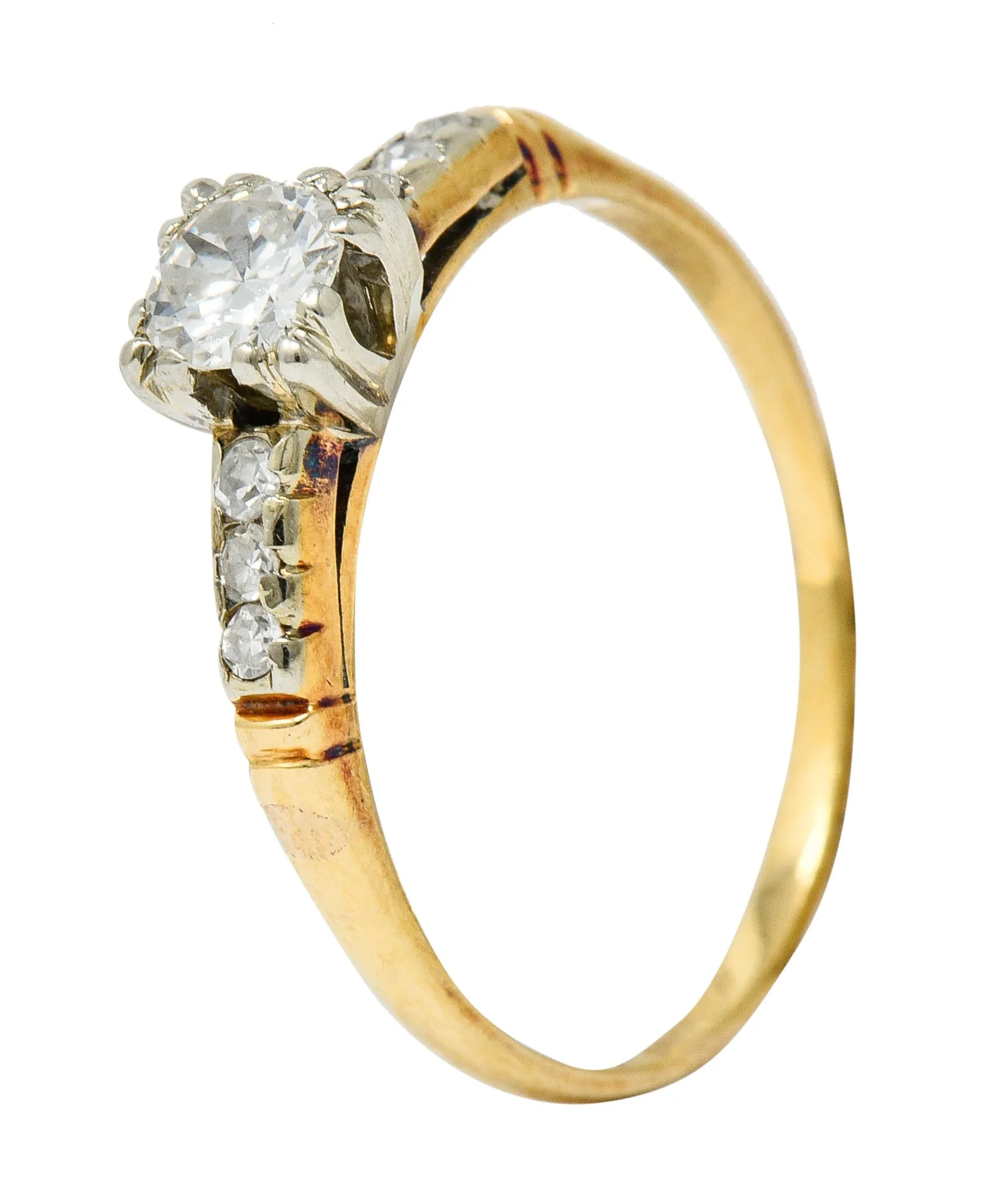 Early Art Deco 0.50 CTW Diamond 14 Karat Two-Tone Gold Engagement Ring