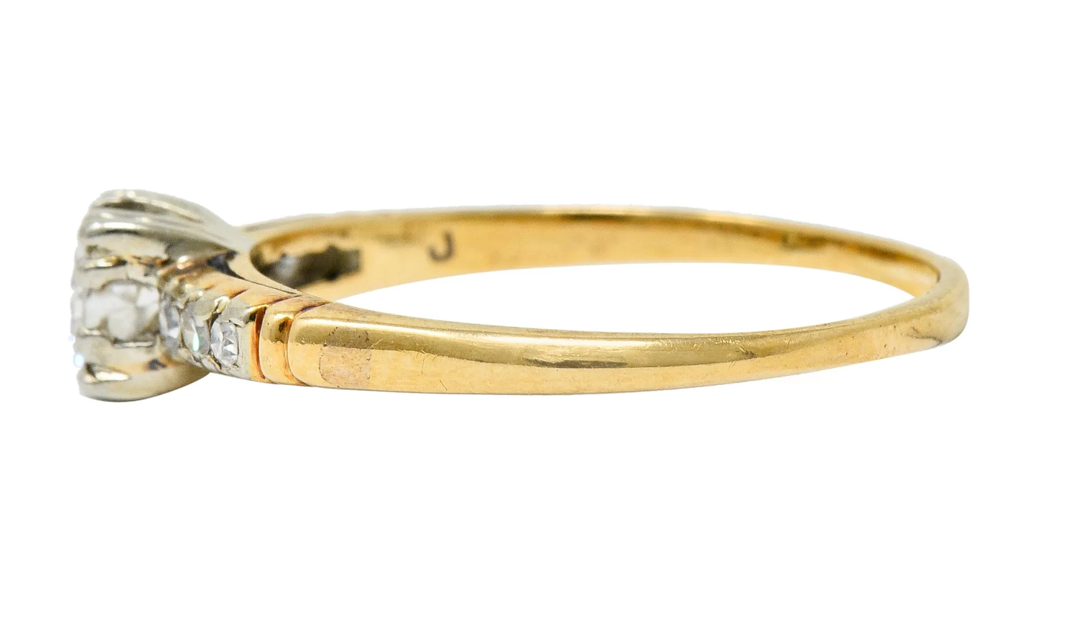 Early Art Deco 0.50 CTW Diamond 14 Karat Two-Tone Gold Engagement Ring