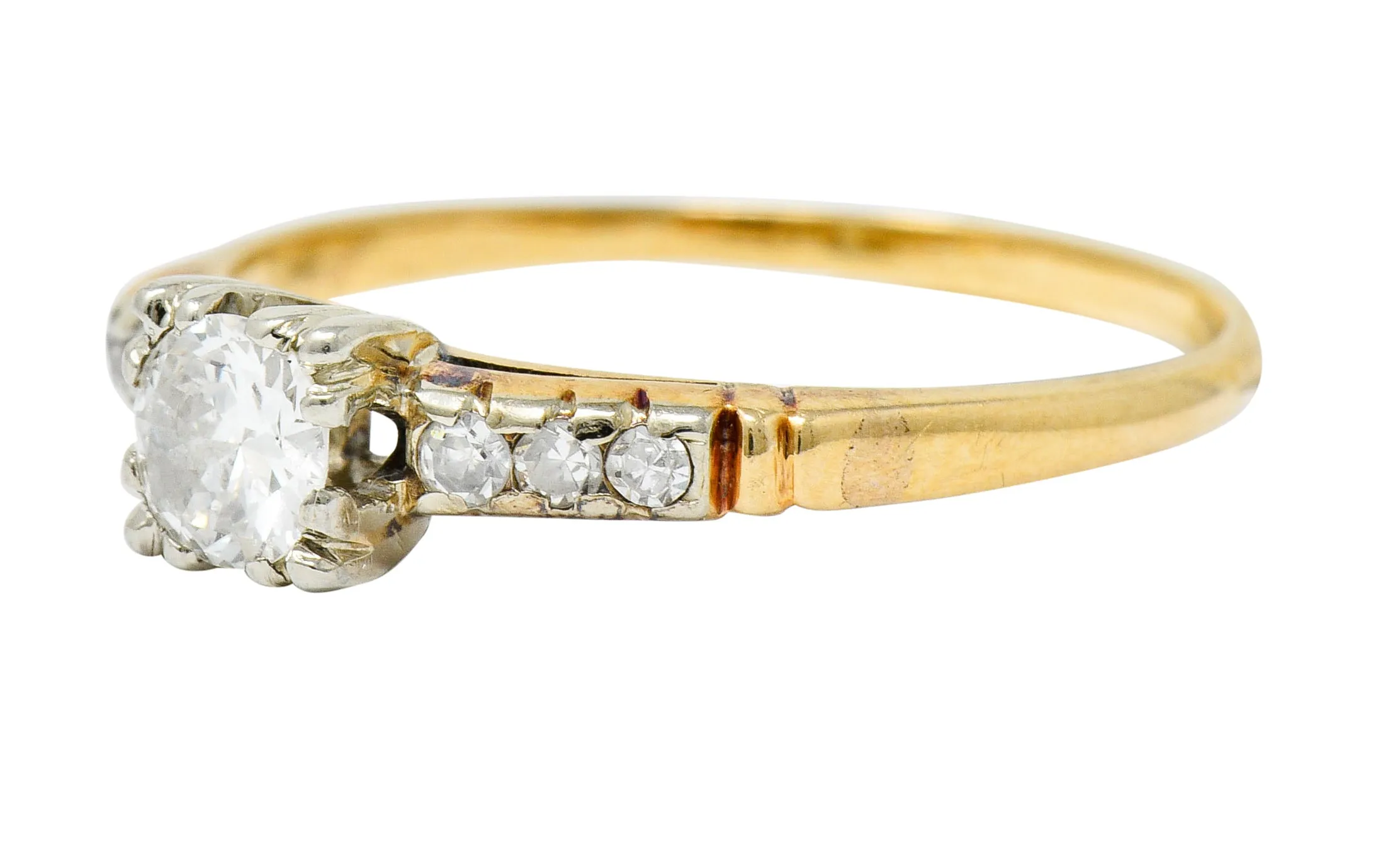 Early Art Deco 0.50 CTW Diamond 14 Karat Two-Tone Gold Engagement Ring