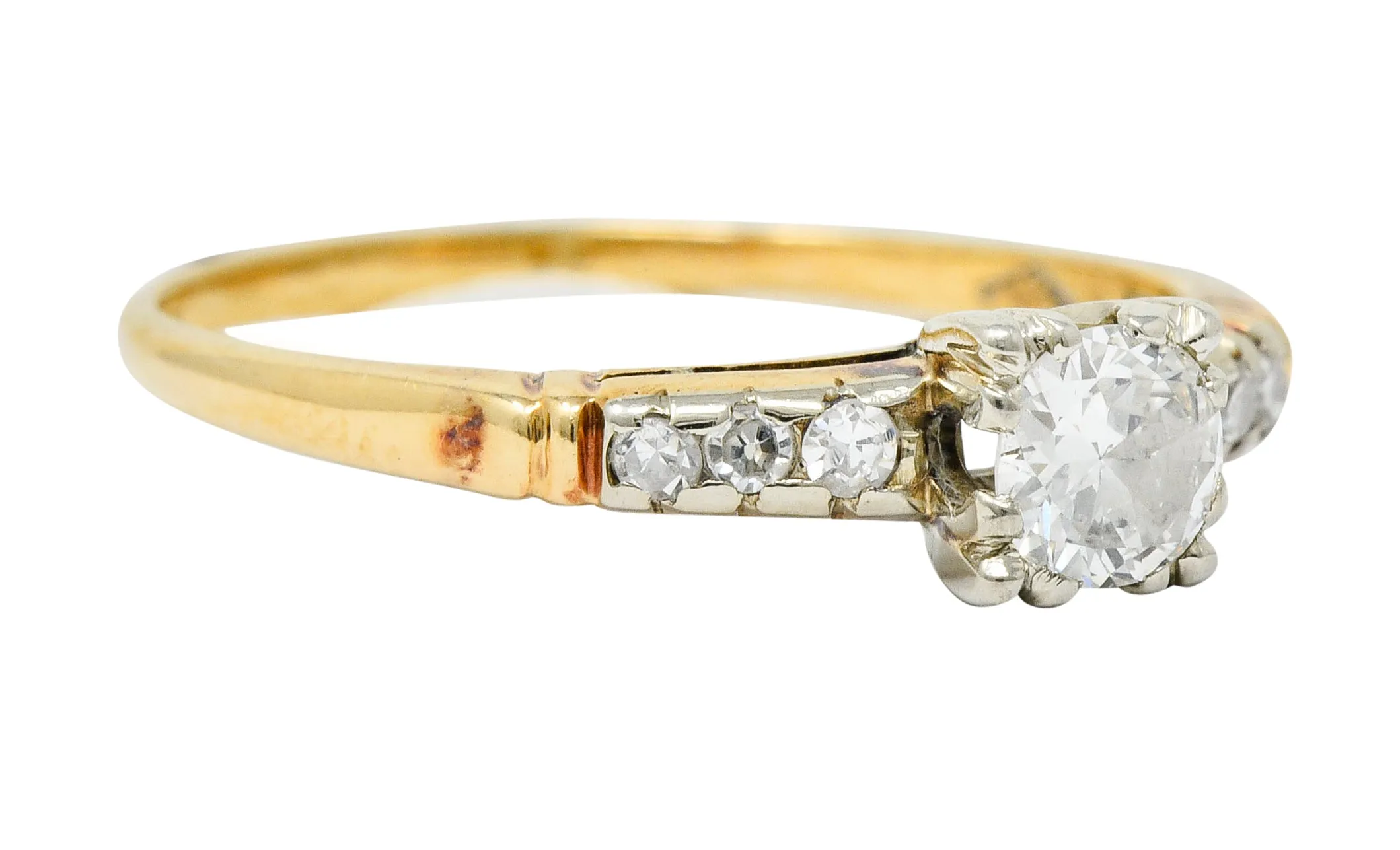 Early Art Deco 0.50 CTW Diamond 14 Karat Two-Tone Gold Engagement Ring