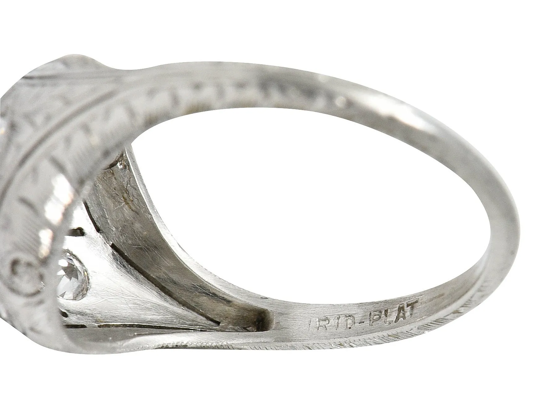 Early Art Deco 1.07 CTW Diamond Platinum Bombe Foliate Engagement Ring
