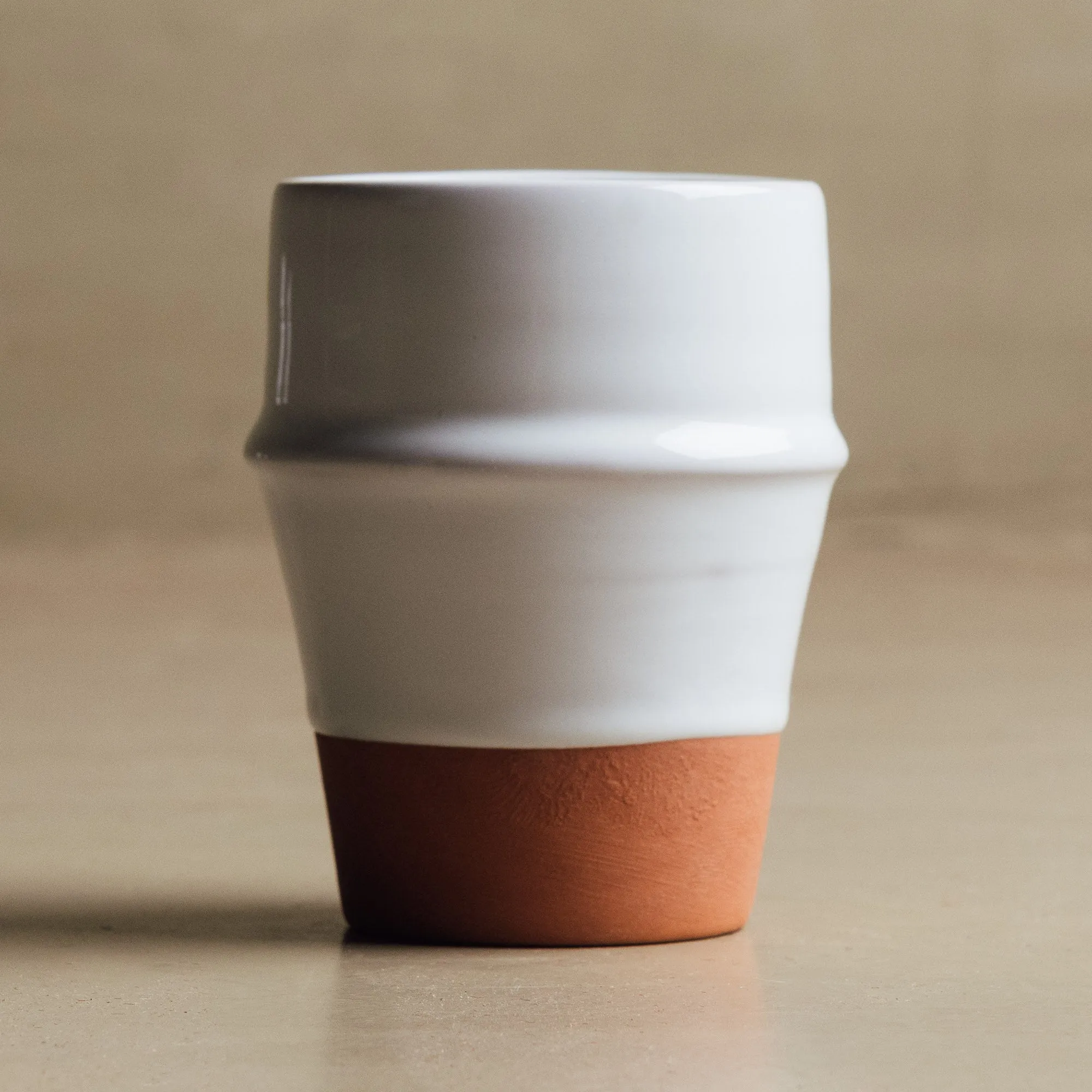 Earth Hues White & Ochre Red Beldi Cup - Moroccan Dinnerware
