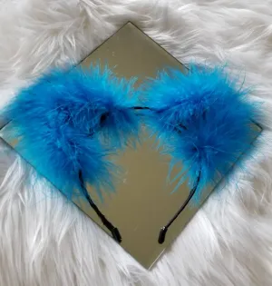 Electric Blue Multi Fluff Kittycorn Ears
