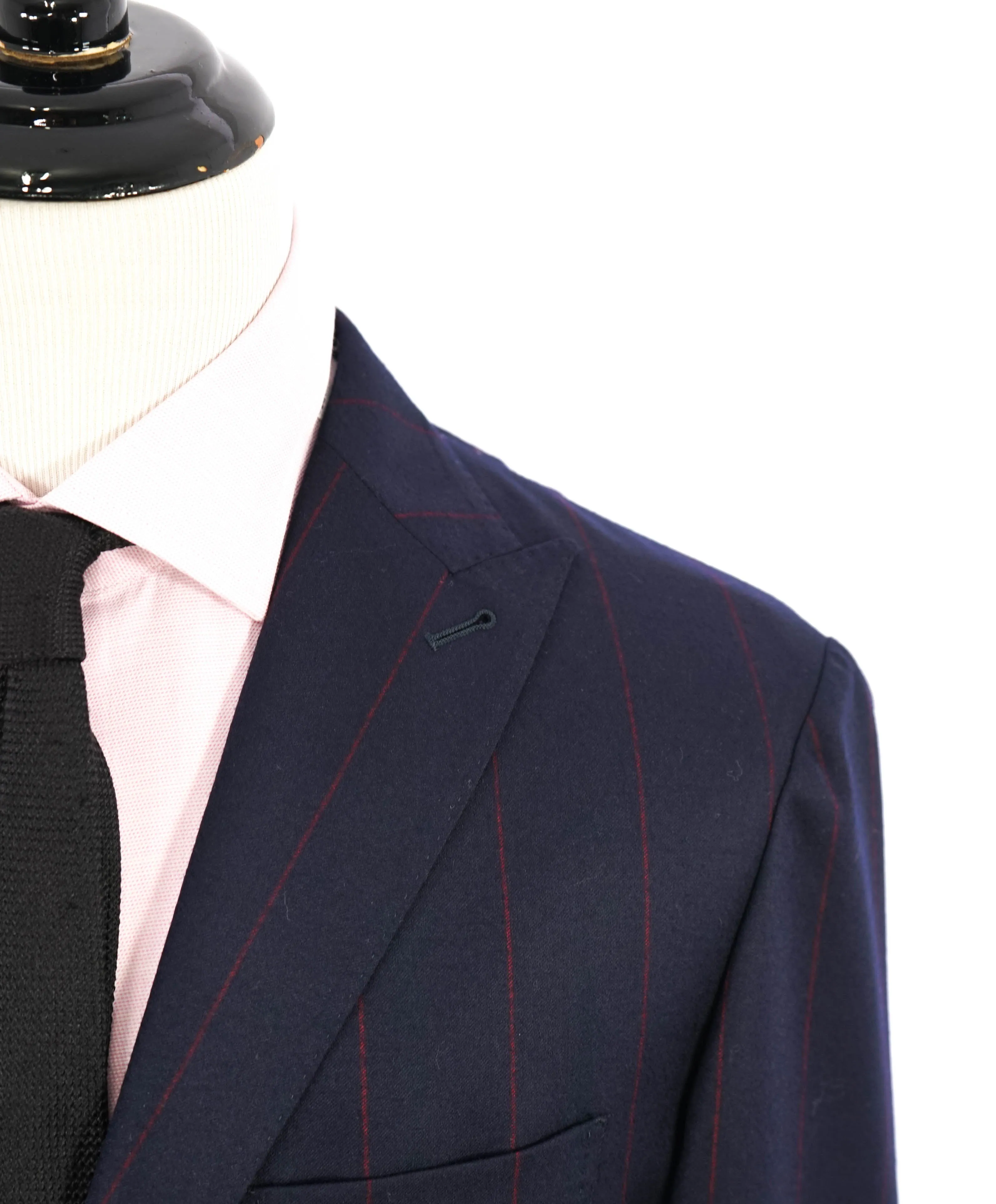 ELEVENTY - Navy & Red Chalk Stripe WOOL Semi-Lined Blazer - 42US (52 EU)