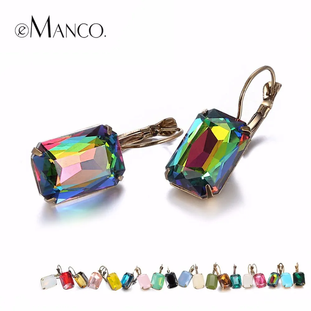 eManco Fashion Costume Jewellery Earrings for women 19 colors Minimalist Geometric Create Crystal Drop Earrings 2017