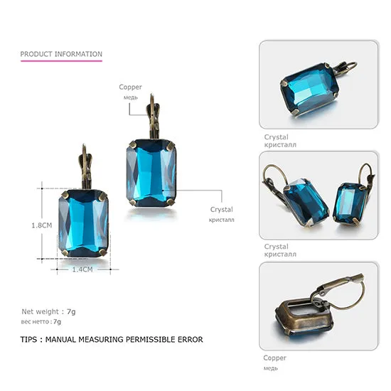 eManco Fashion Costume Jewellery Earrings for women 19 colors Minimalist Geometric Create Crystal Drop Earrings 2017
