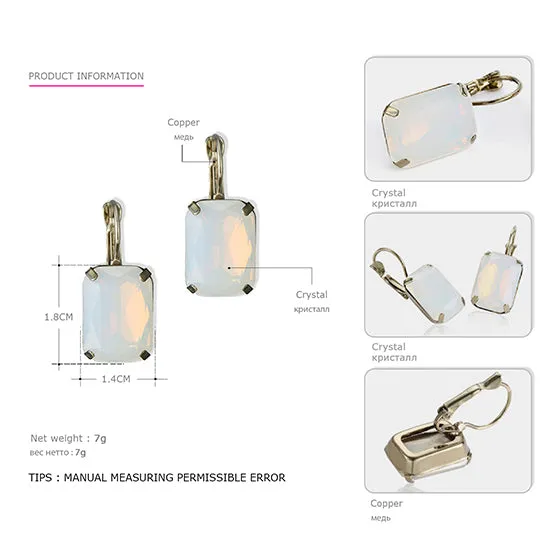 eManco Fashion Costume Jewellery Earrings for women 19 colors Minimalist Geometric Create Crystal Drop Earrings 2017