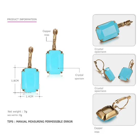 eManco Fashion Costume Jewellery Earrings for women 19 colors Minimalist Geometric Create Crystal Drop Earrings 2017