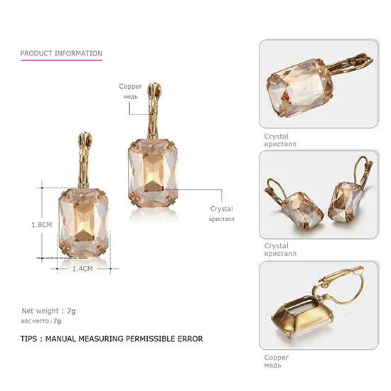 eManco Fashion Costume Jewellery Earrings for women 19 colors Minimalist Geometric Create Crystal Drop Earrings 2017