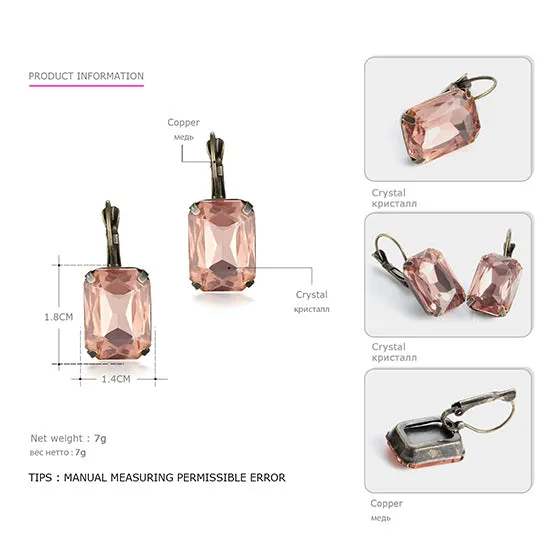 eManco Fashion Costume Jewellery Earrings for women 19 colors Minimalist Geometric Create Crystal Drop Earrings 2017