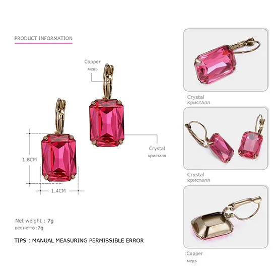 eManco Fashion Costume Jewellery Earrings for women 19 colors Minimalist Geometric Create Crystal Drop Earrings 2017