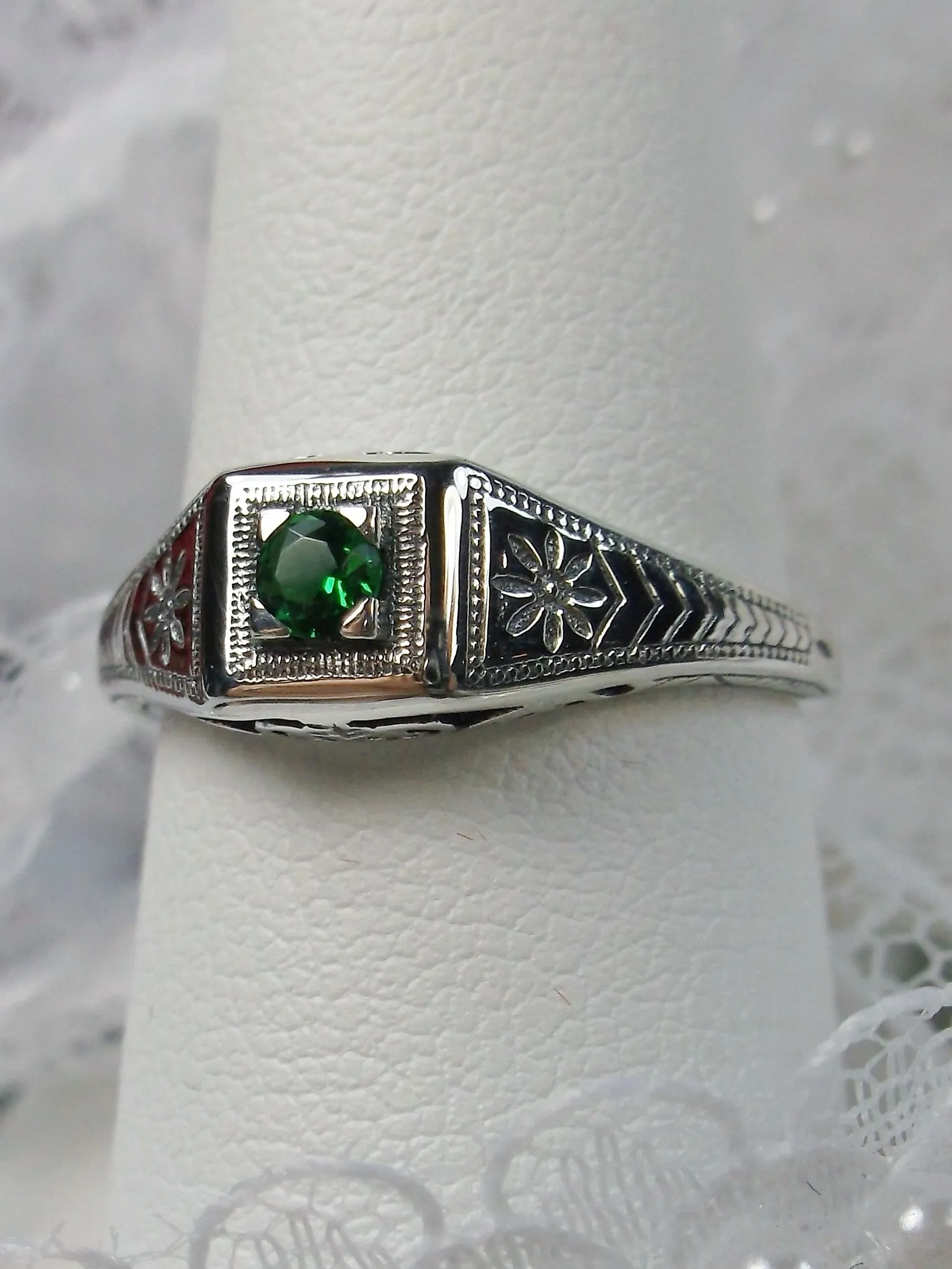 Emerald Ring, Antique Reproduction Art Deco Jewelry #D155