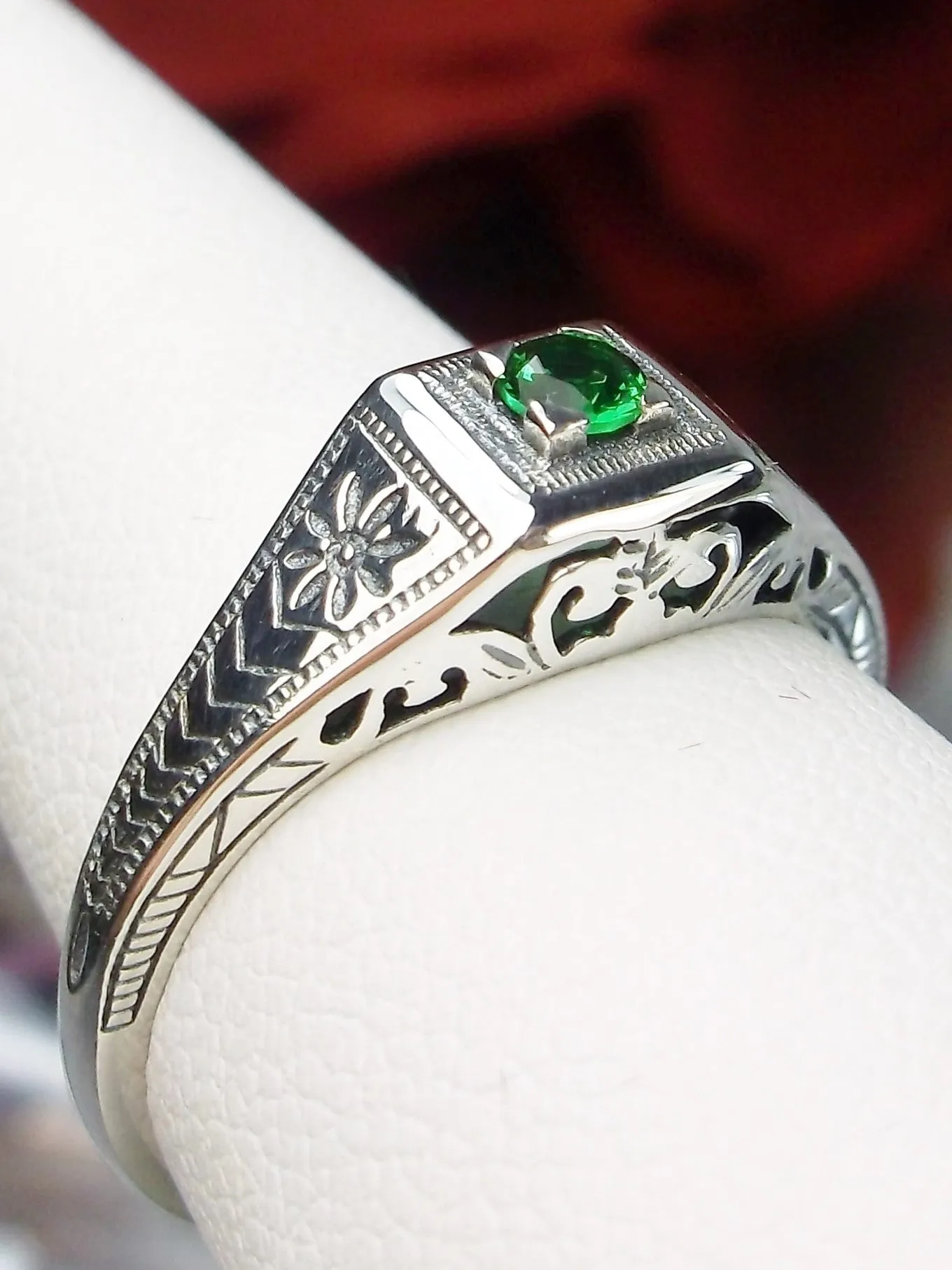 Emerald Ring, Antique Reproduction Art Deco Jewelry #D155