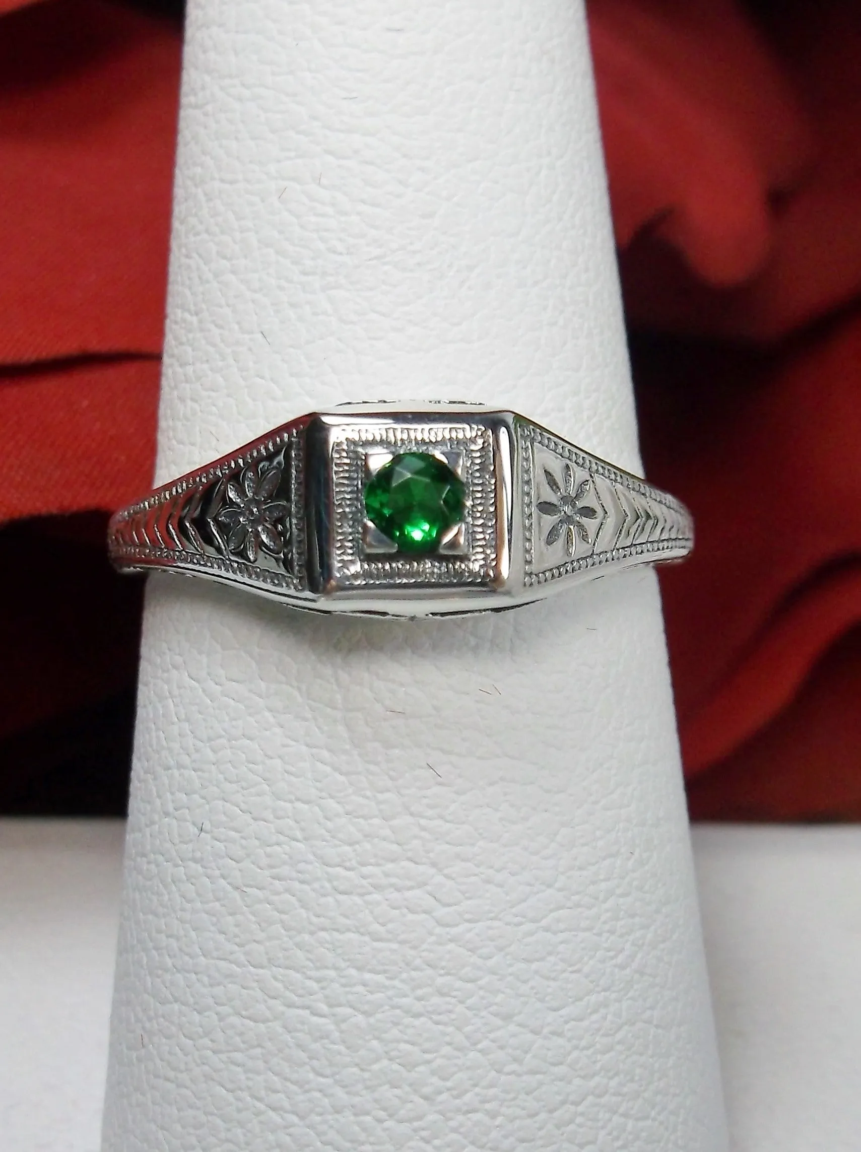 Emerald Ring, Antique Reproduction Art Deco Jewelry #D155