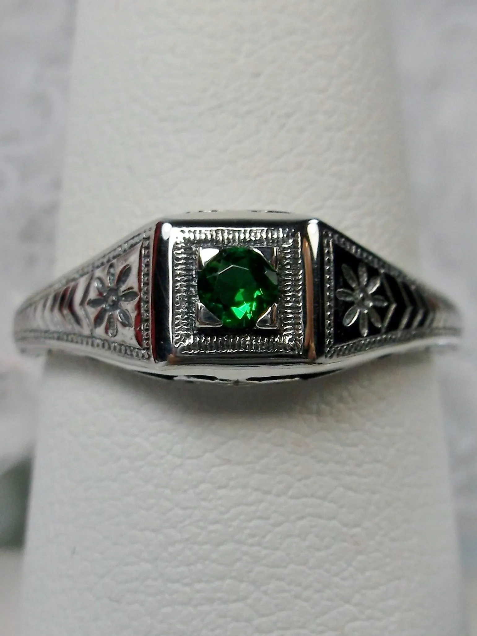 Emerald Ring, Antique Reproduction Art Deco Jewelry #D155