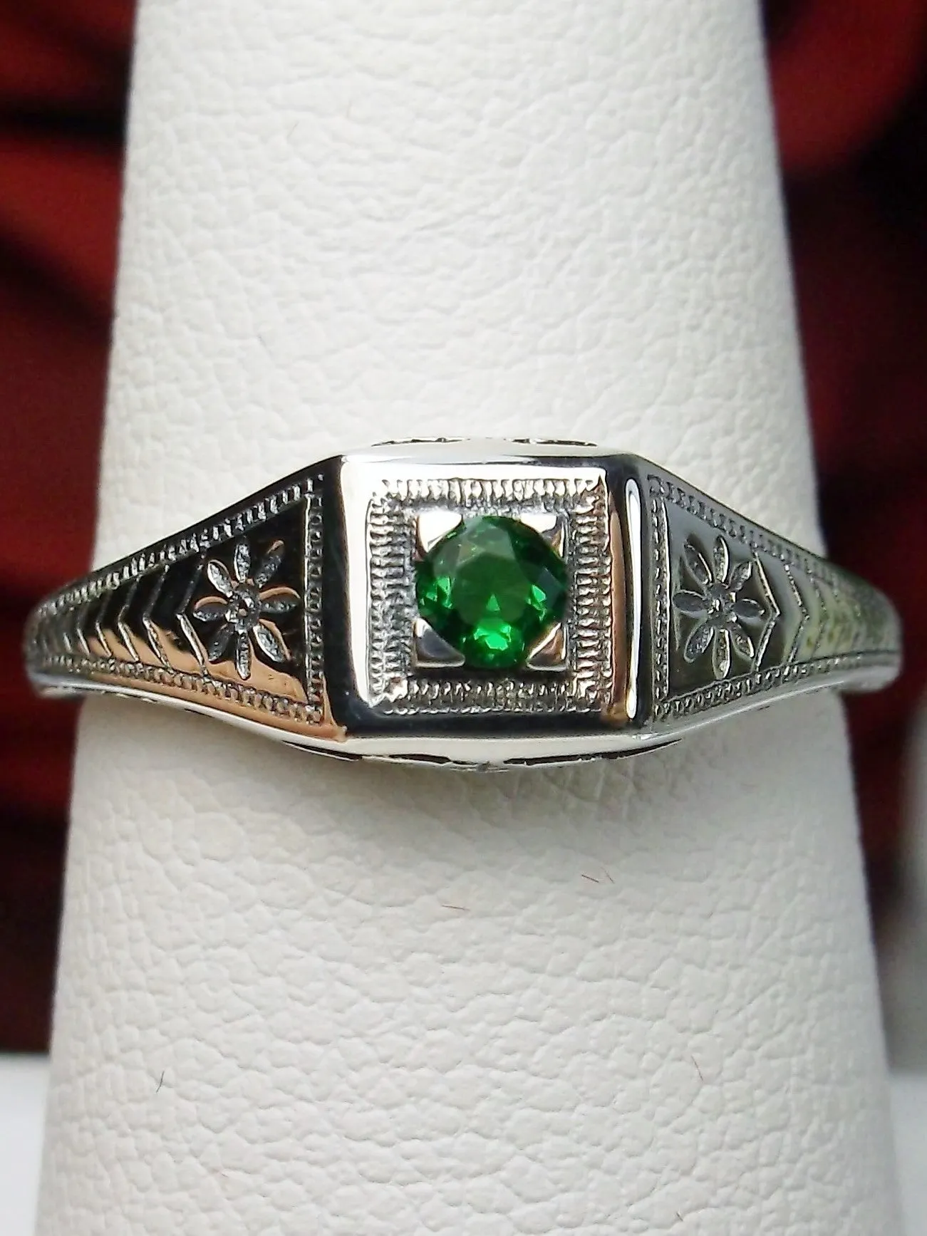 Emerald Ring, Antique Reproduction Art Deco Jewelry #D155