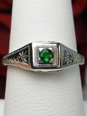 Emerald Ring, Antique Reproduction Art Deco Jewelry #D155