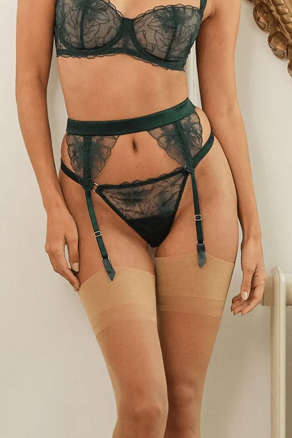 Eva Suspender Belt - Green