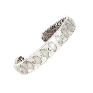 Fan Gemstone & Enamel Sterling Silver Cuff Bangle Bracelet