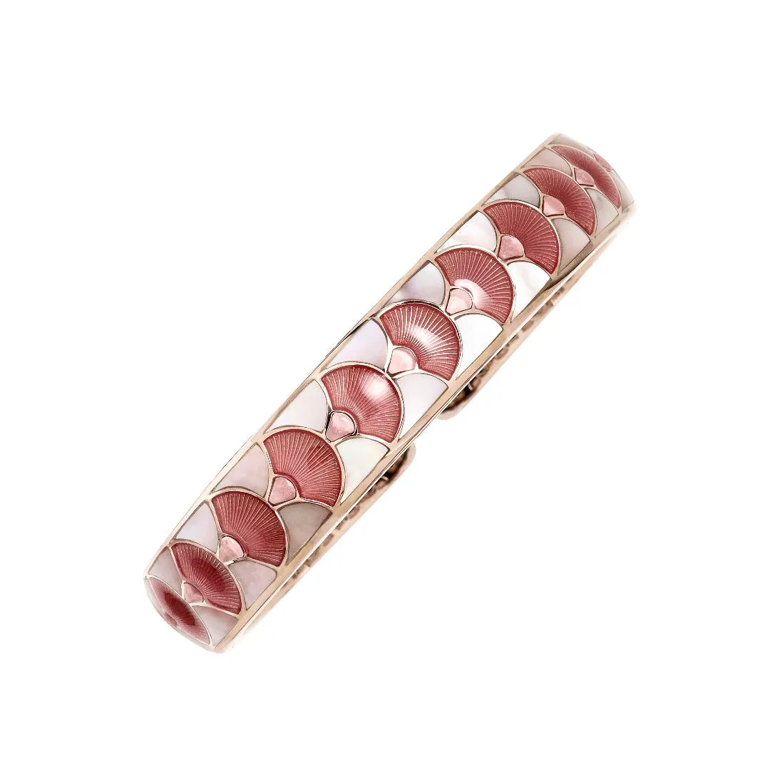 Fan Gemstone & Enamel Sterling Silver Cuff Bangle Bracelet