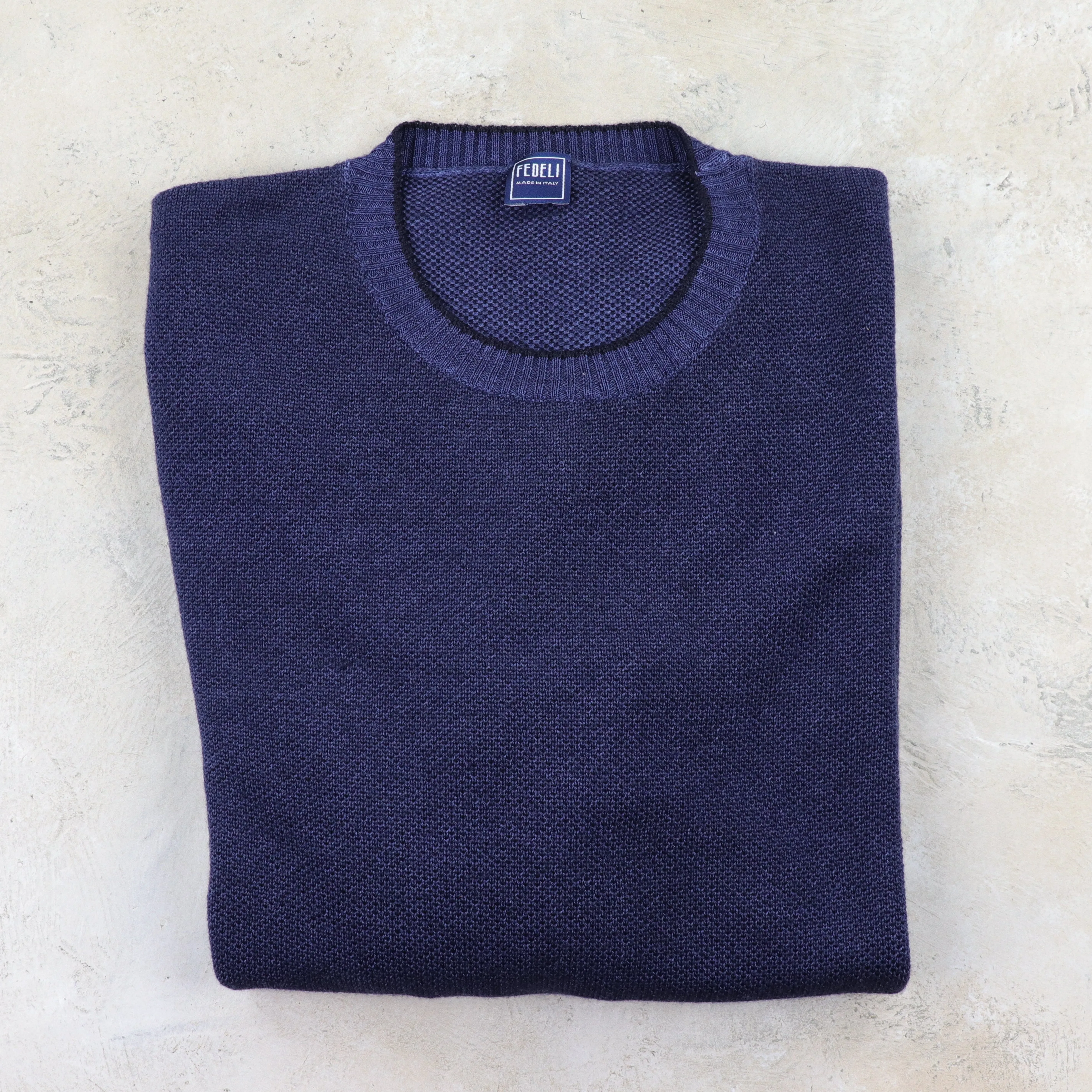 Favonio Bahamas Merino Crewneck in Navy