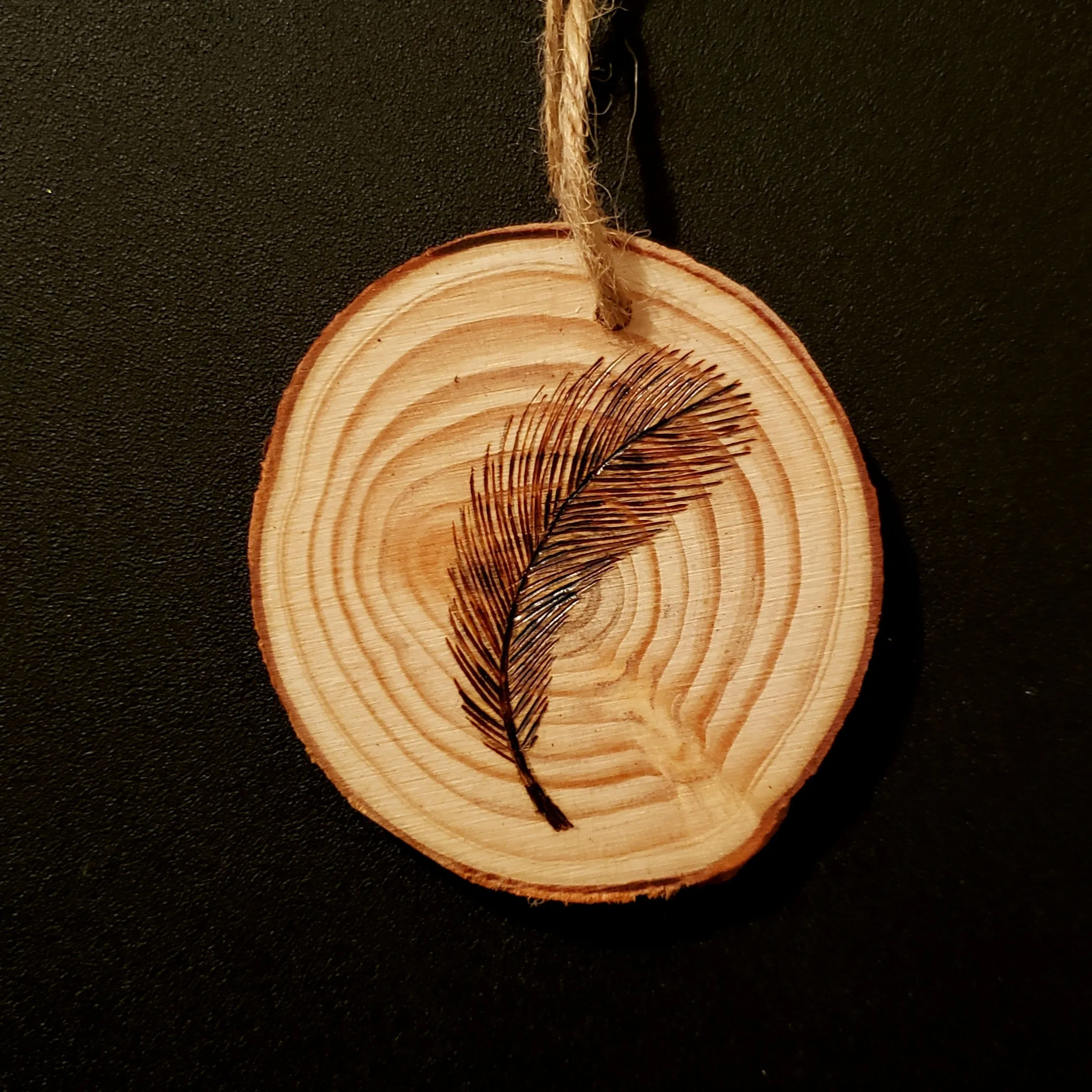 Feather Wood Ornament