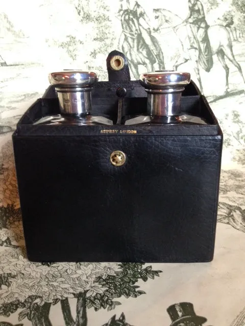 Flasks Sterling Silver and Glass Travel Set Asprey Jewelers London 1930