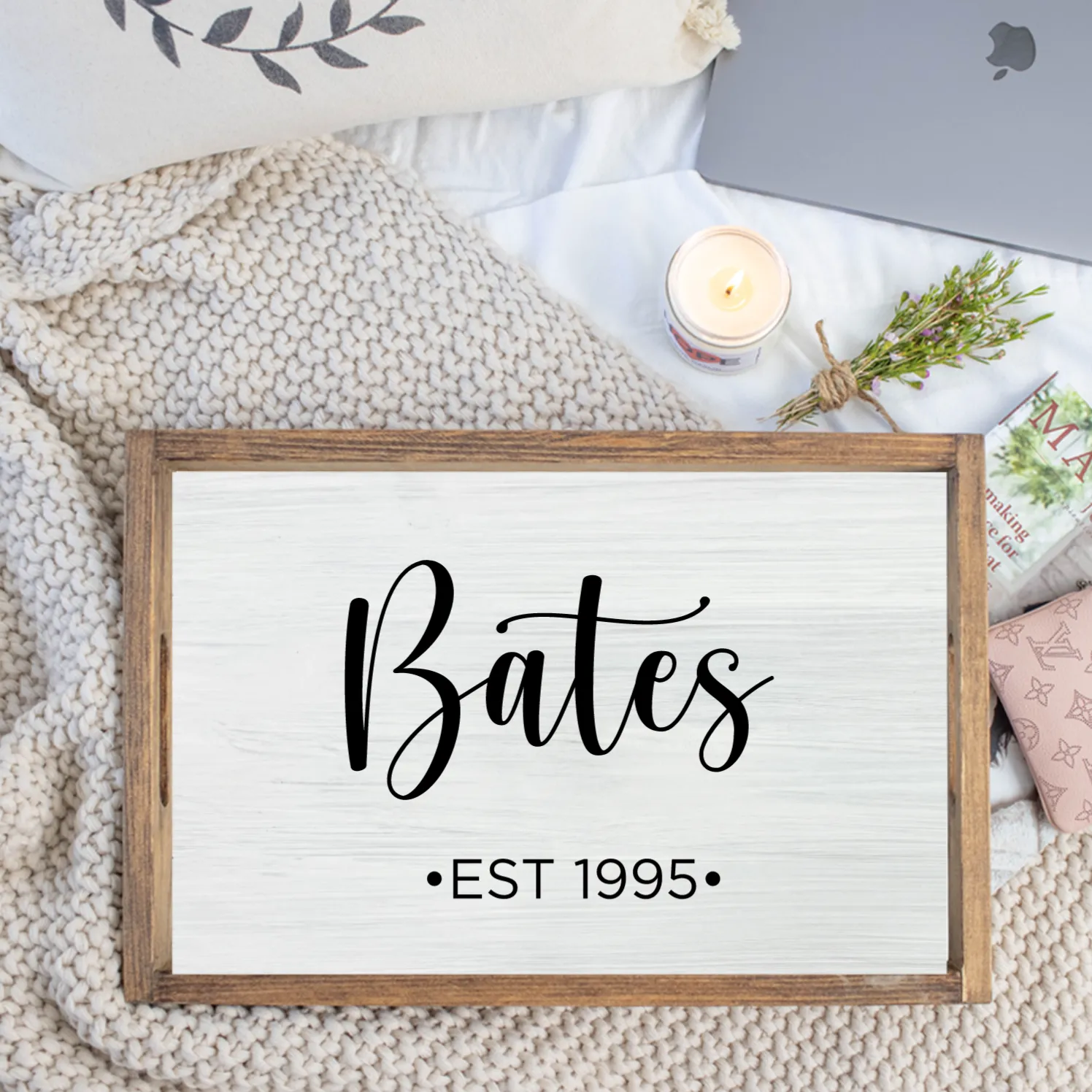 FOV Personalized Script Wooden Serving Tray