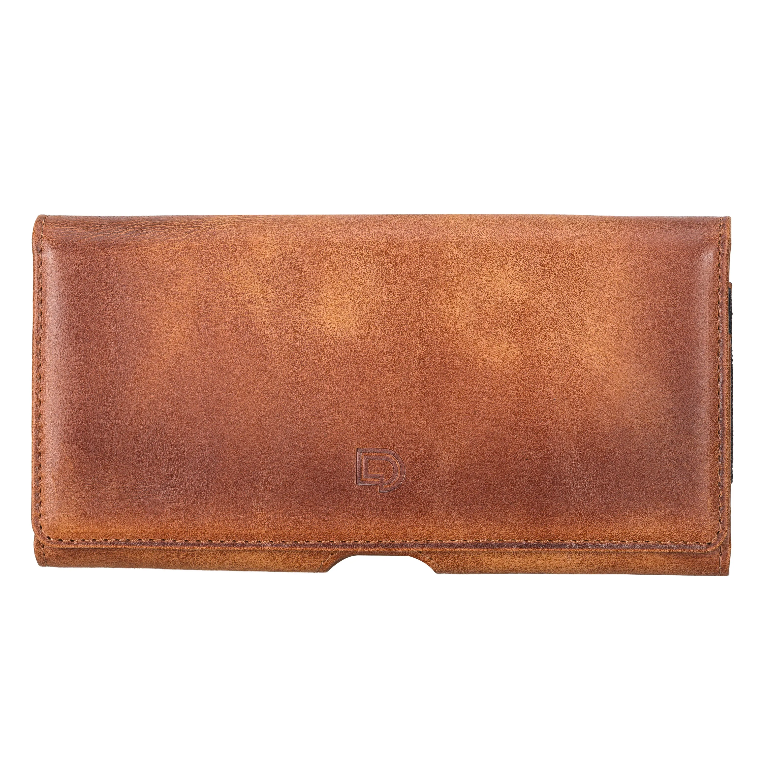 Full Grain Leather Cell Phone Holster with Magnetic Closure Belt Clip for All up to 6.9 Inch Phones (iPhone / Samsung)