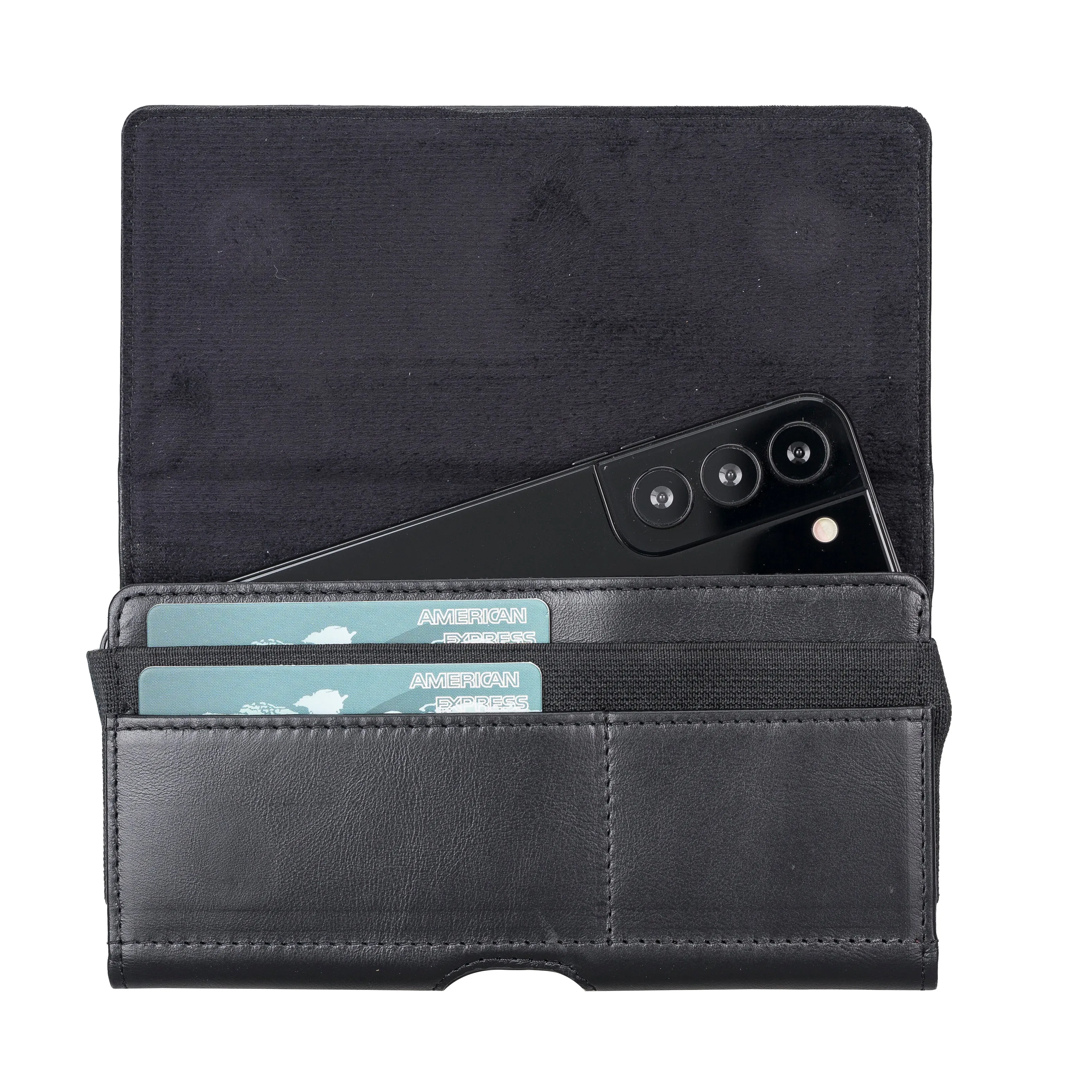 Full Grain Leather Cell Phone Holster with Magnetic Closure Belt Clip for All up to 6.9 Inch Phones (iPhone / Samsung)