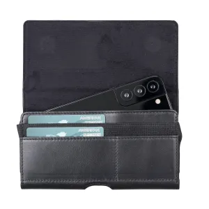 Full Grain Leather Cell Phone Holster with Magnetic Closure Belt Clip for All up to 6.9 Inch Phones (iPhone / Samsung)