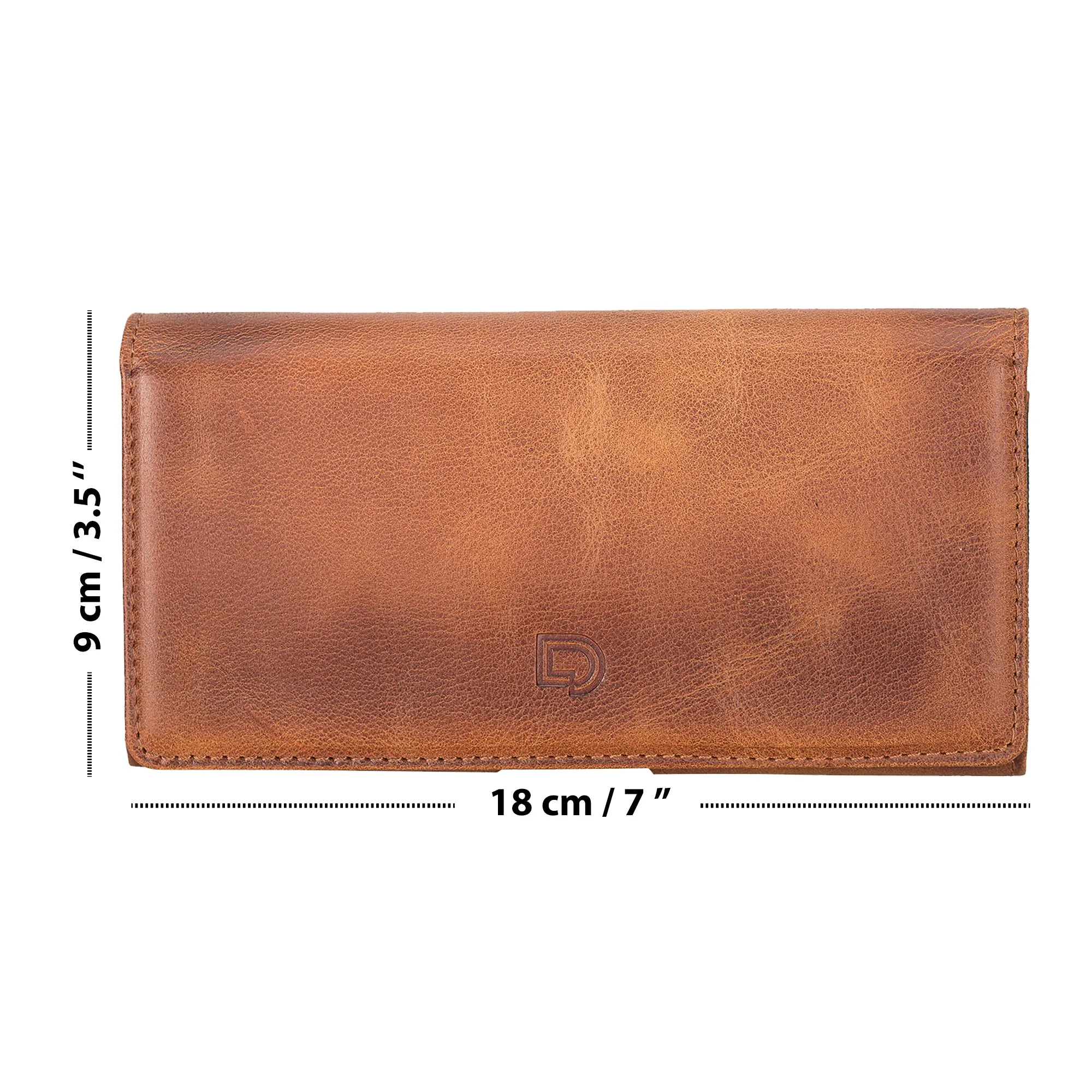 Full Grain Leather Cell Phone Holster with Magnetic Closure Belt Clip for All up to 6.9 Inch Phones (iPhone / Samsung)