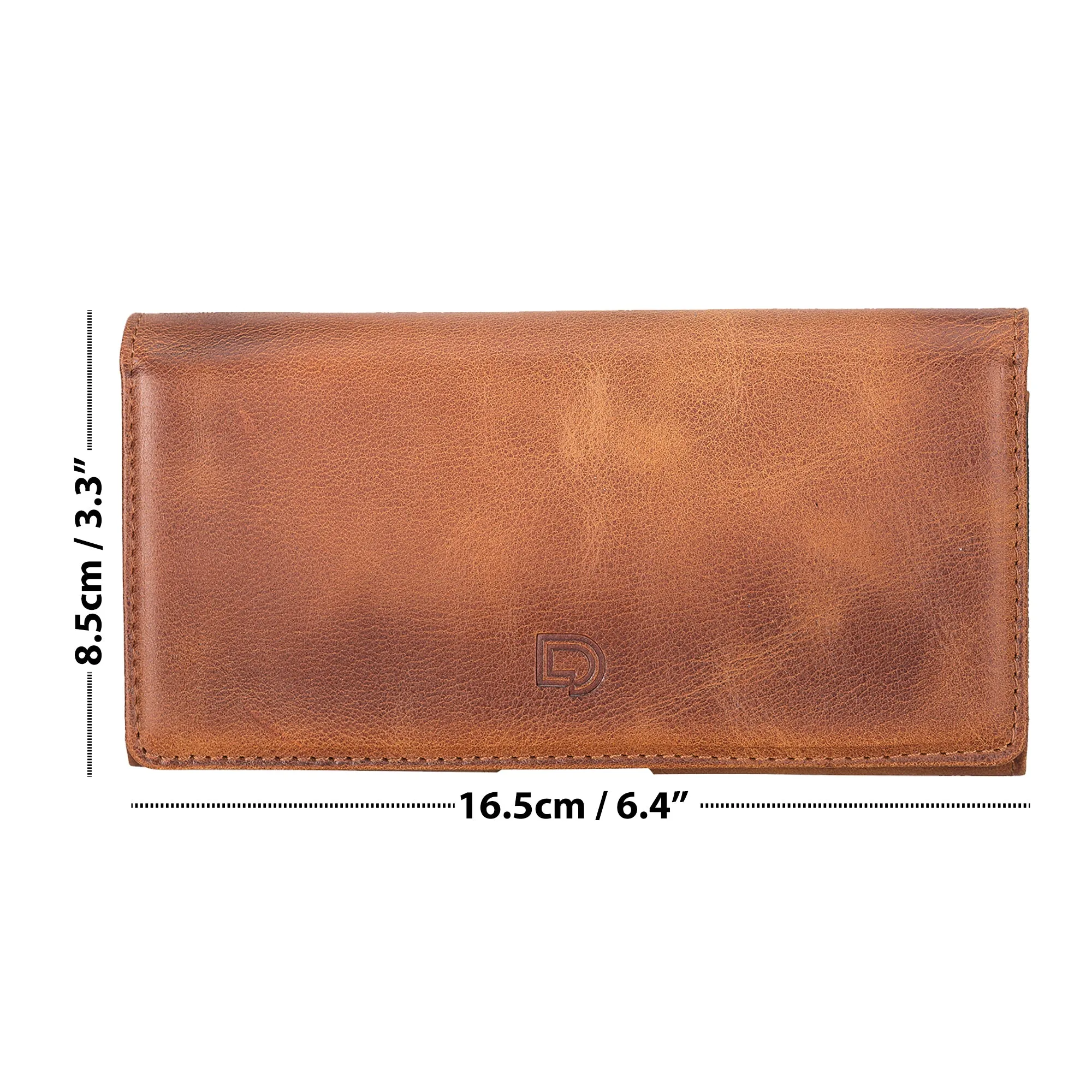 Full Grain Leather Cell Phone Holster with Magnetic Closure Pouch with Belt Clip 6.1" Phones (iPhone / Samsung)