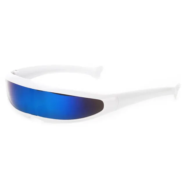 Futuristic Narrow Cyclops Sunglasses UV400 Personality Mirrored Lens Costume Eyewear Glasses Funny Party Mask Decoration