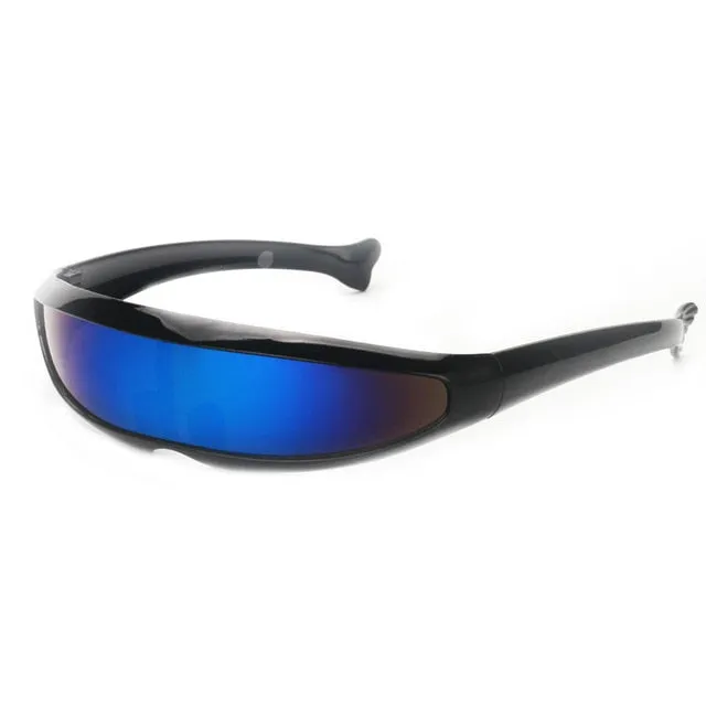 Futuristic Narrow Cyclops Sunglasses UV400 Personality Mirrored Lens Costume Eyewear Glasses Funny Party Mask Decoration