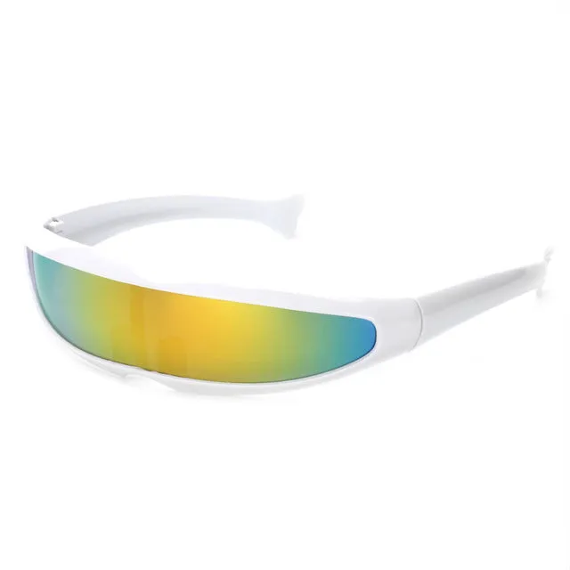 Futuristic Narrow Cyclops Sunglasses UV400 Personality Mirrored Lens Costume Eyewear Glasses Funny Party Mask Decoration