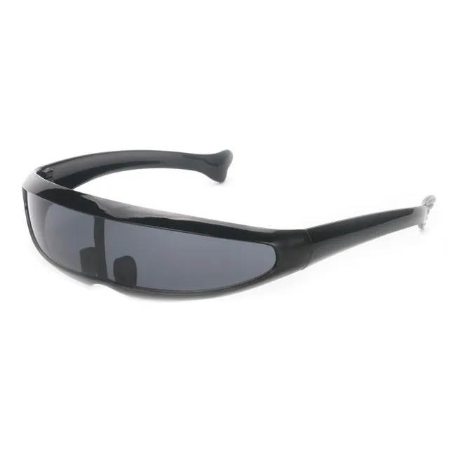 Futuristic Narrow Cyclops Sunglasses UV400 Personality Mirrored Lens Costume Eyewear Glasses Funny Party Mask Decoration