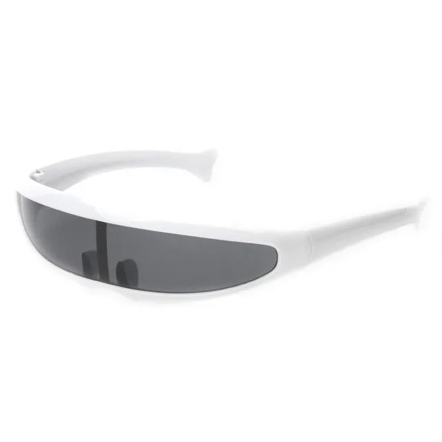 Futuristic Narrow Cyclops Sunglasses UV400 Personality Mirrored Lens Costume Eyewear Glasses Funny Party Mask Decoration