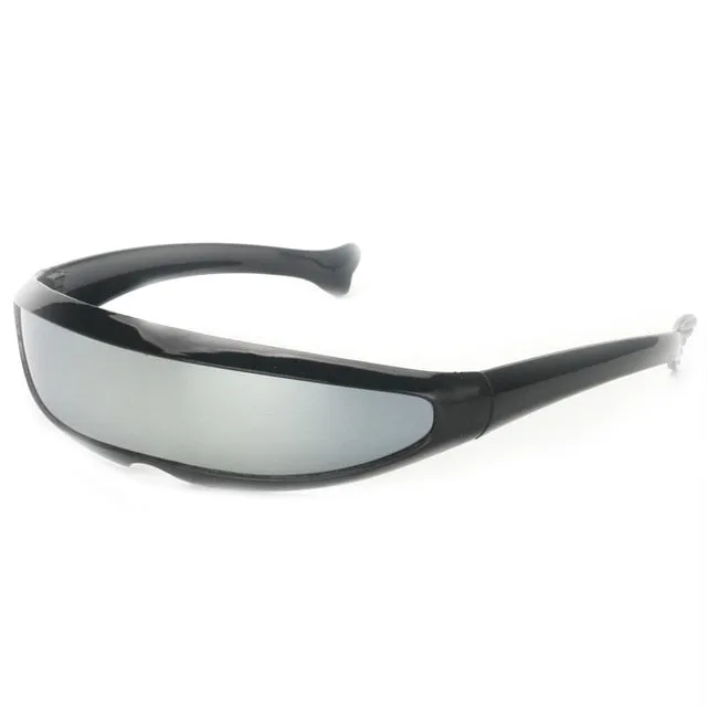 Futuristic Narrow Cyclops Sunglasses UV400 Personality Mirrored Lens Costume Eyewear Glasses Funny Party Mask Decoration